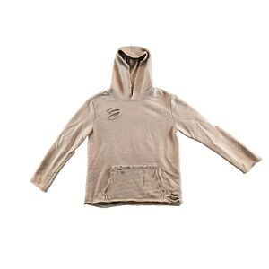 Elwood Core Hoodie Sweatshirt‎ Size XS Beige Pullover Distressed Cotton Terry
